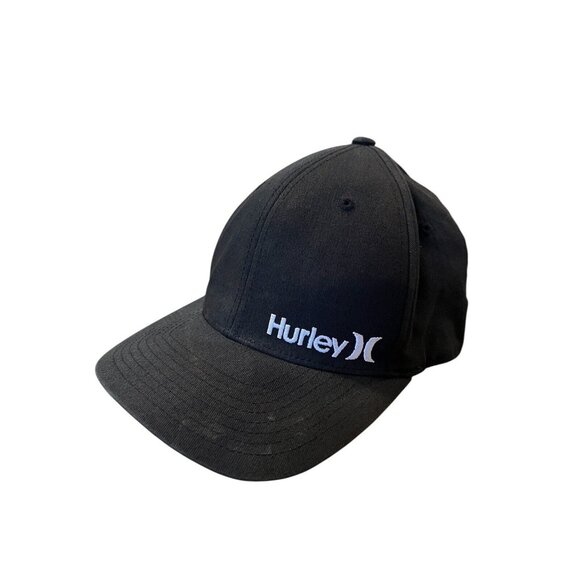 Hurley Baseball Cap FlexFit Black Mens‎ Sz L/XL Stretch Yupoong Embroidered Logo - Picture 1 of 6